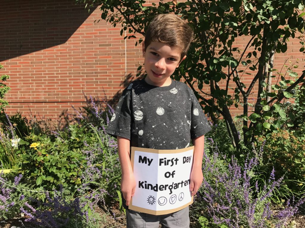 I don't remember what I wore on my first day of Kindergarten, do you? I'm sure I had dangly barrettes in my hair. 